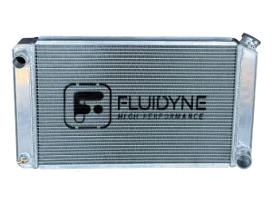 Chevy Fluidyne Racing 27x15 2 Row Liteweight Aluminum Single Pass Radiator, 20 ORB Inlet 1.75" Outlet