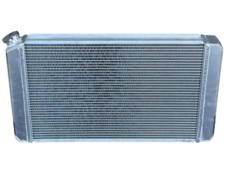 Chevy Fluidyne Racing 27x15 2 Row Liteweight Aluminum Single Pass Radiator, 20 ORB Inlet 1.75" Outlet 2 Chevy Fluidyne Racing 27x15 2 Row Liteweight Aluminum Single Pass Radiator, 20 ORB Inlet 1.75" Outlet - Image 2