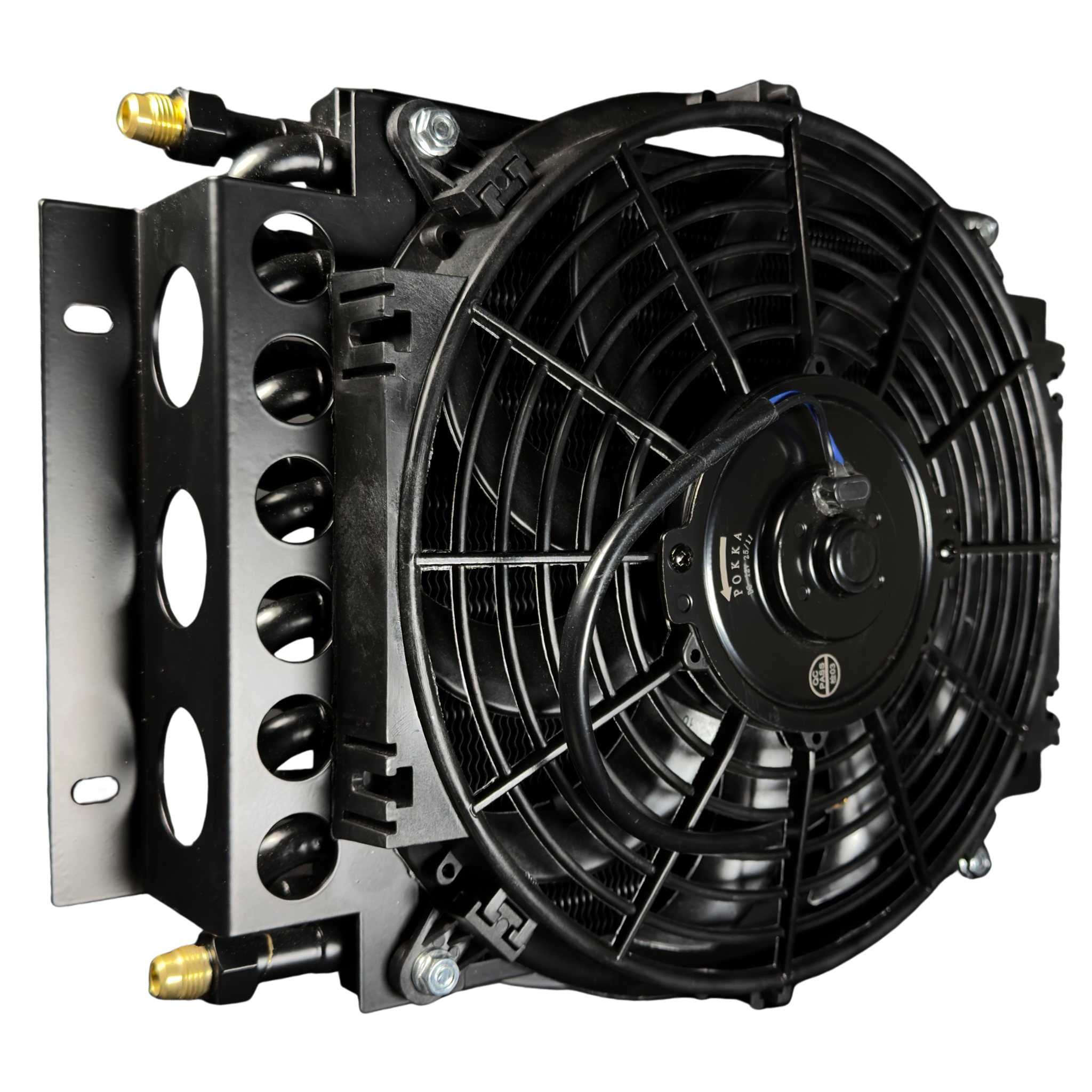 Fluidyne 16 Row Stacked Plate Cooler 15.75"x 11.5"x 5" Single 650 cfm 10" Fan- 6an fittings 10amp 2 Fluidyne 16 Row Stacked Plate Cooler 15.75"x 11.5"x 5"